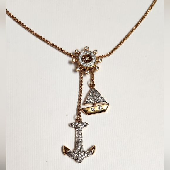 Swarovski Anchor Sailboat and Ship Wheel Necklace - Picture 5 of 16